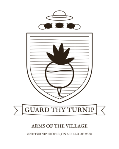 arms of the village: one turnip proper, on a field of mud